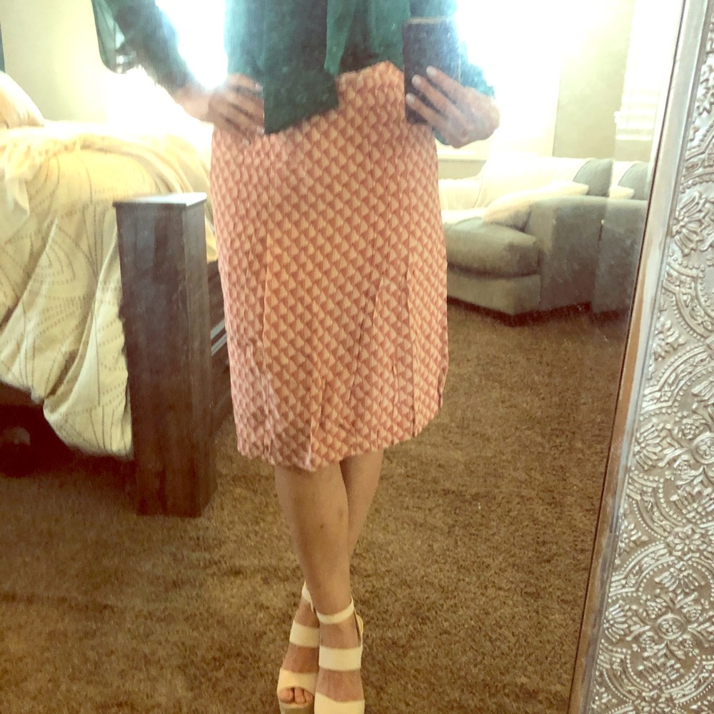 Ann Taylor Loft Red Knee Length Skirt